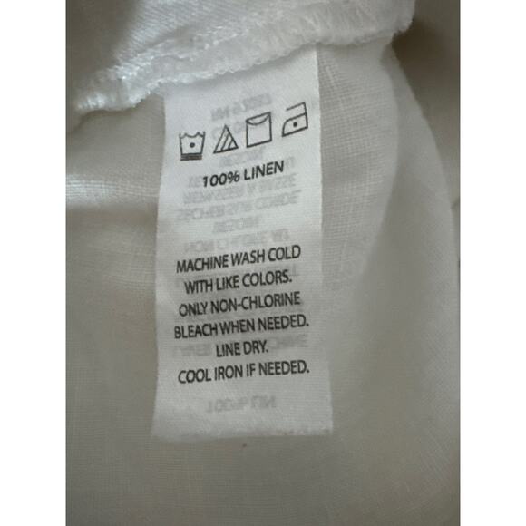 Saks Fifth Avenue White Linen Pull On Pants Womens Large Relaxed Fit Wide Leg - Picture 4 of 7